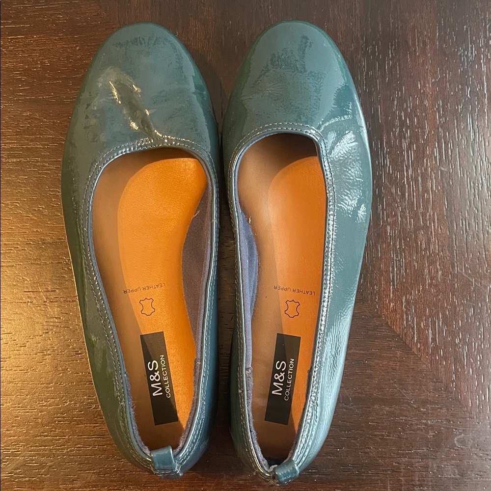 Marks & Spencer Glossy Green Flats